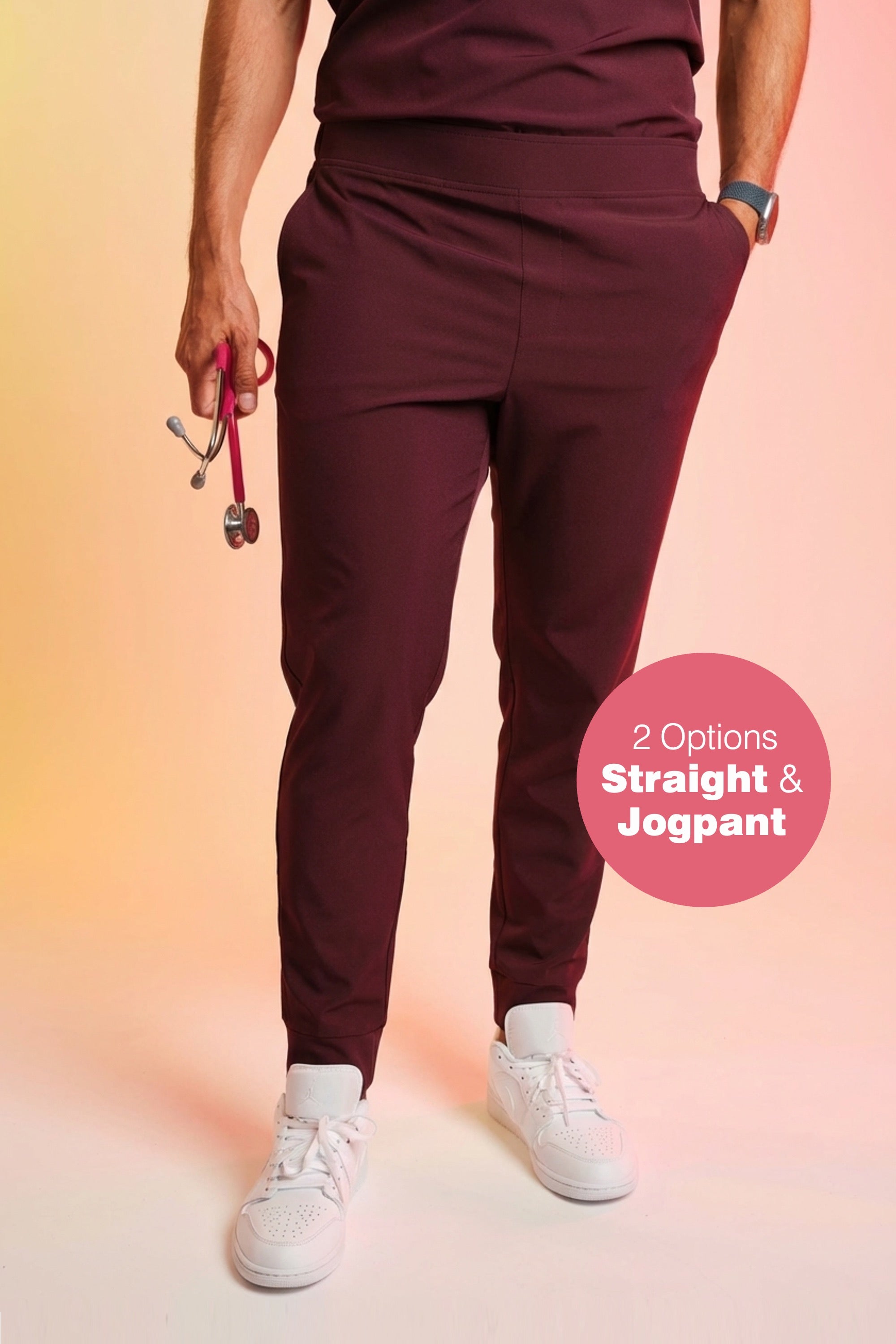 Active Scrub Pants "Louis" – Bordeaux