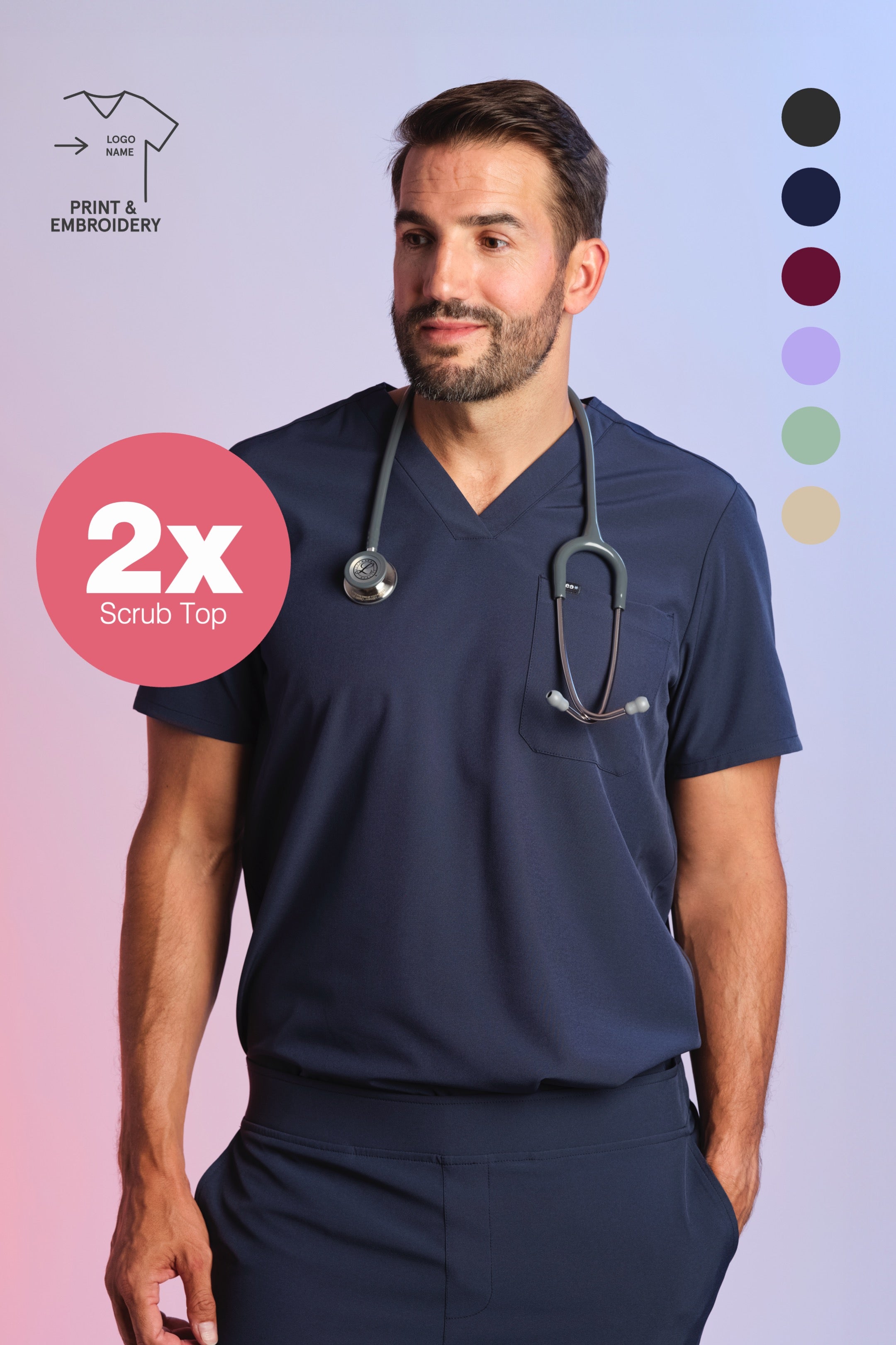 Set 2x Active Scrub Tops "Pete"