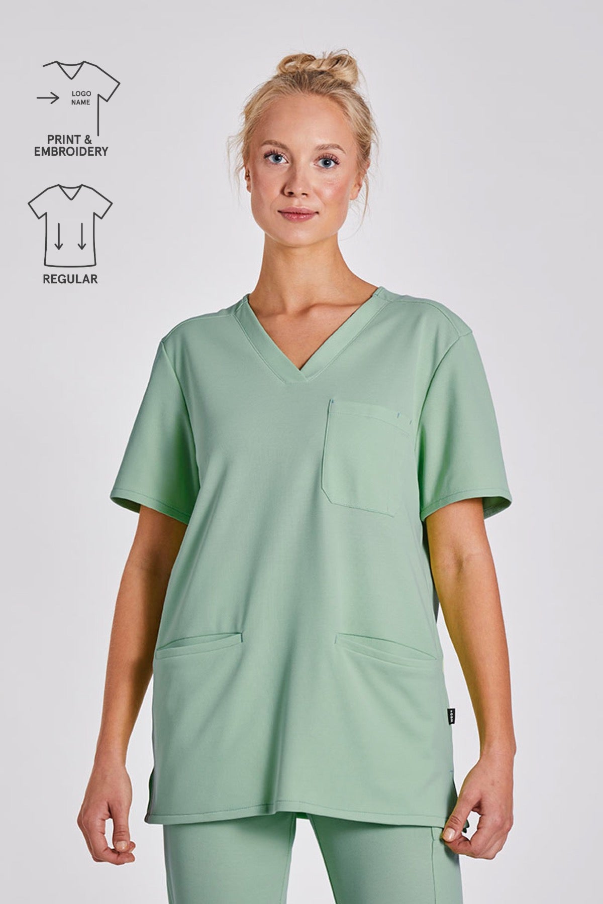 Comfort Scrub Top "Indira" – Green (Regular Fit)