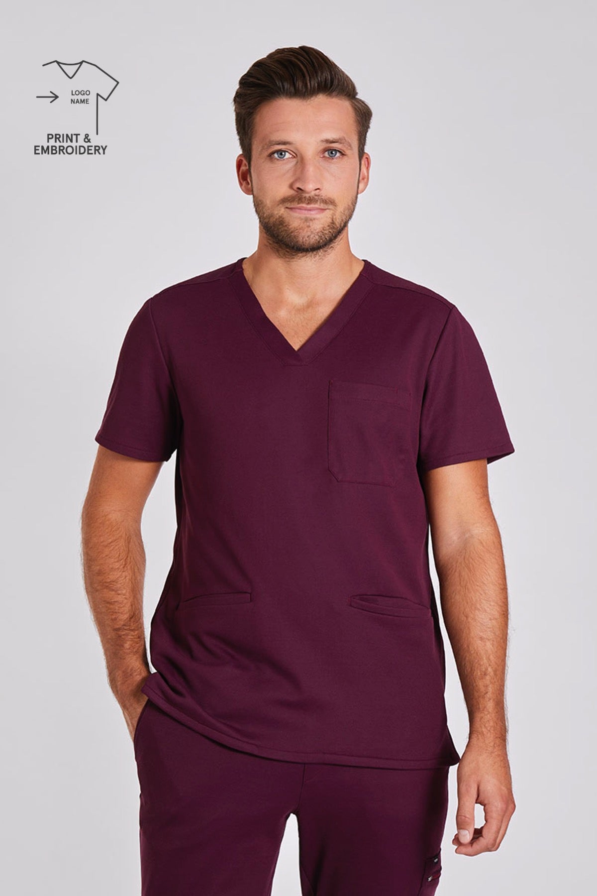 Comfort Scrub Top "Yves" – Bordeaux