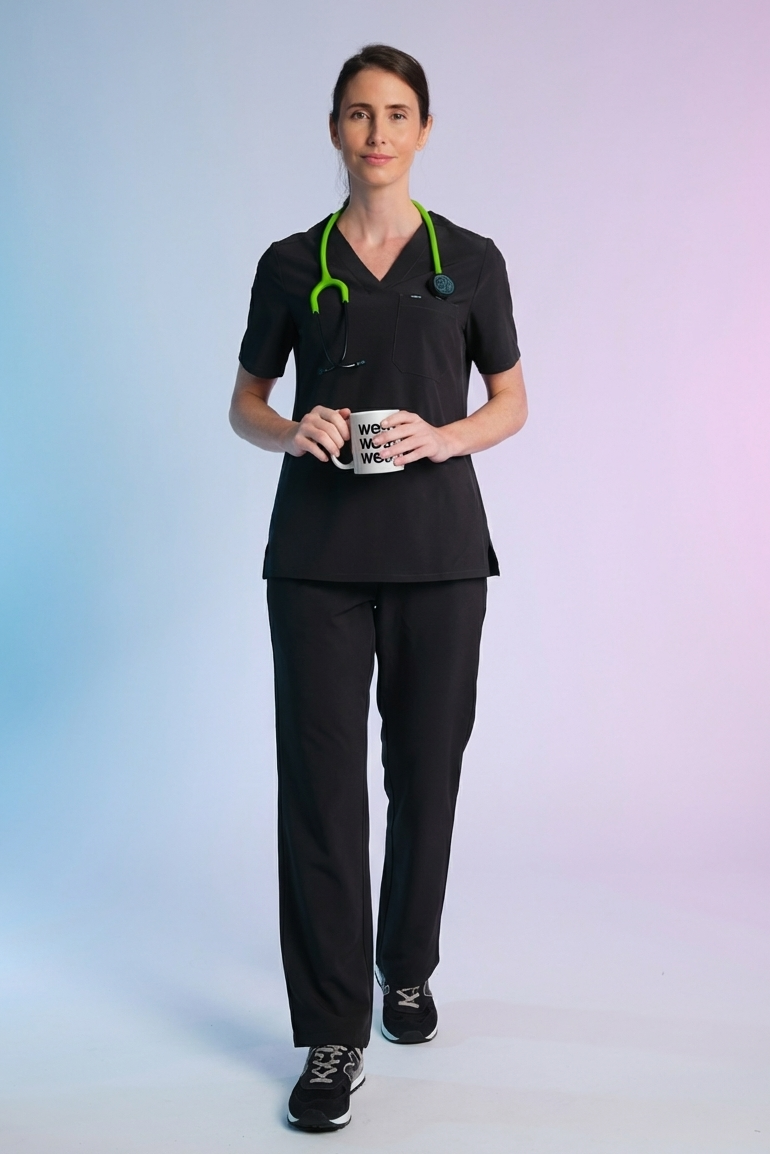 Active Scrub Top "Serena" – Black