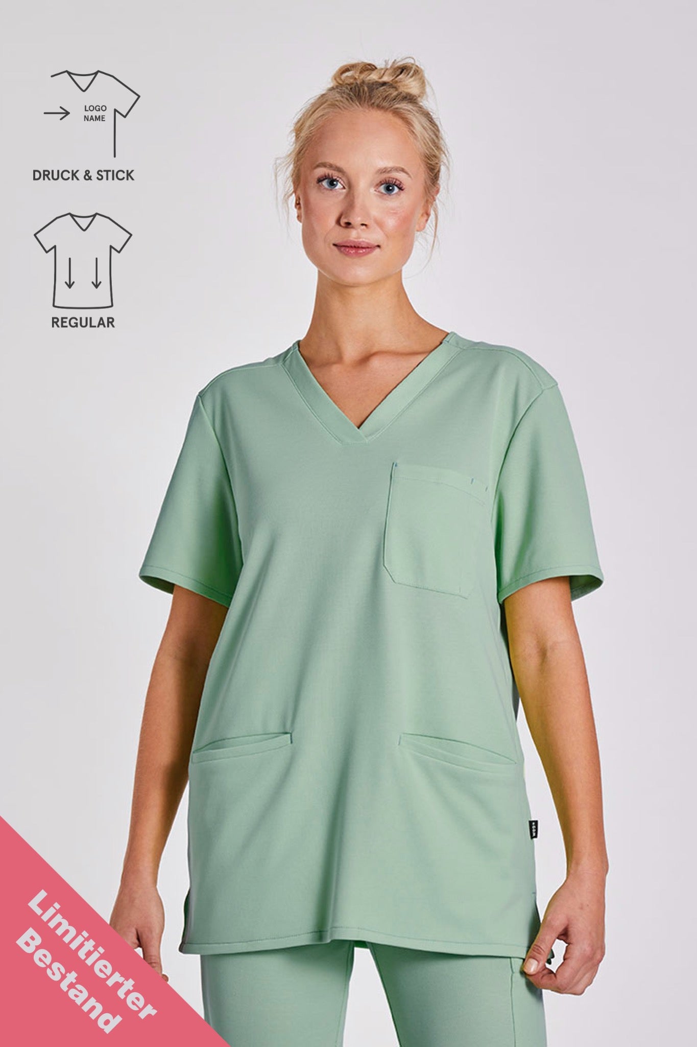 Comfort Scrub Top "Indira" – Green (Regular Fit)