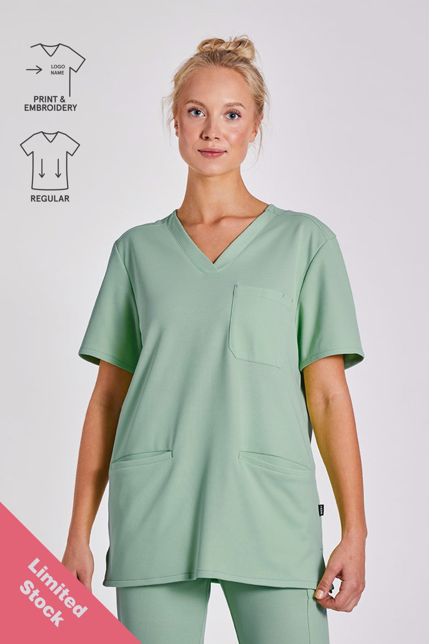 Comfort Scrub Top "Indira" – Green (Regular Fit)