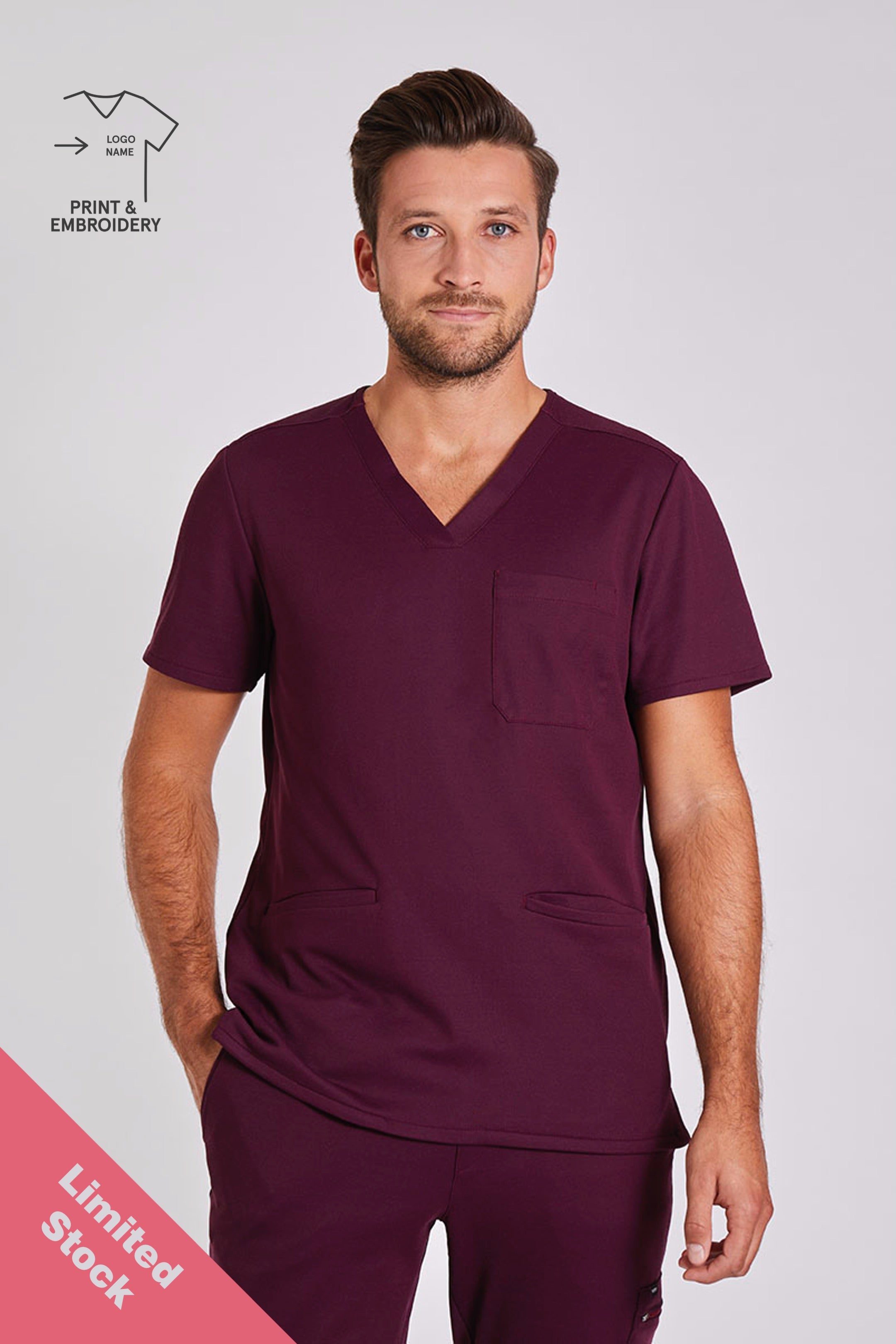 Comfort Scrub Top "Yves" – Bordeaux