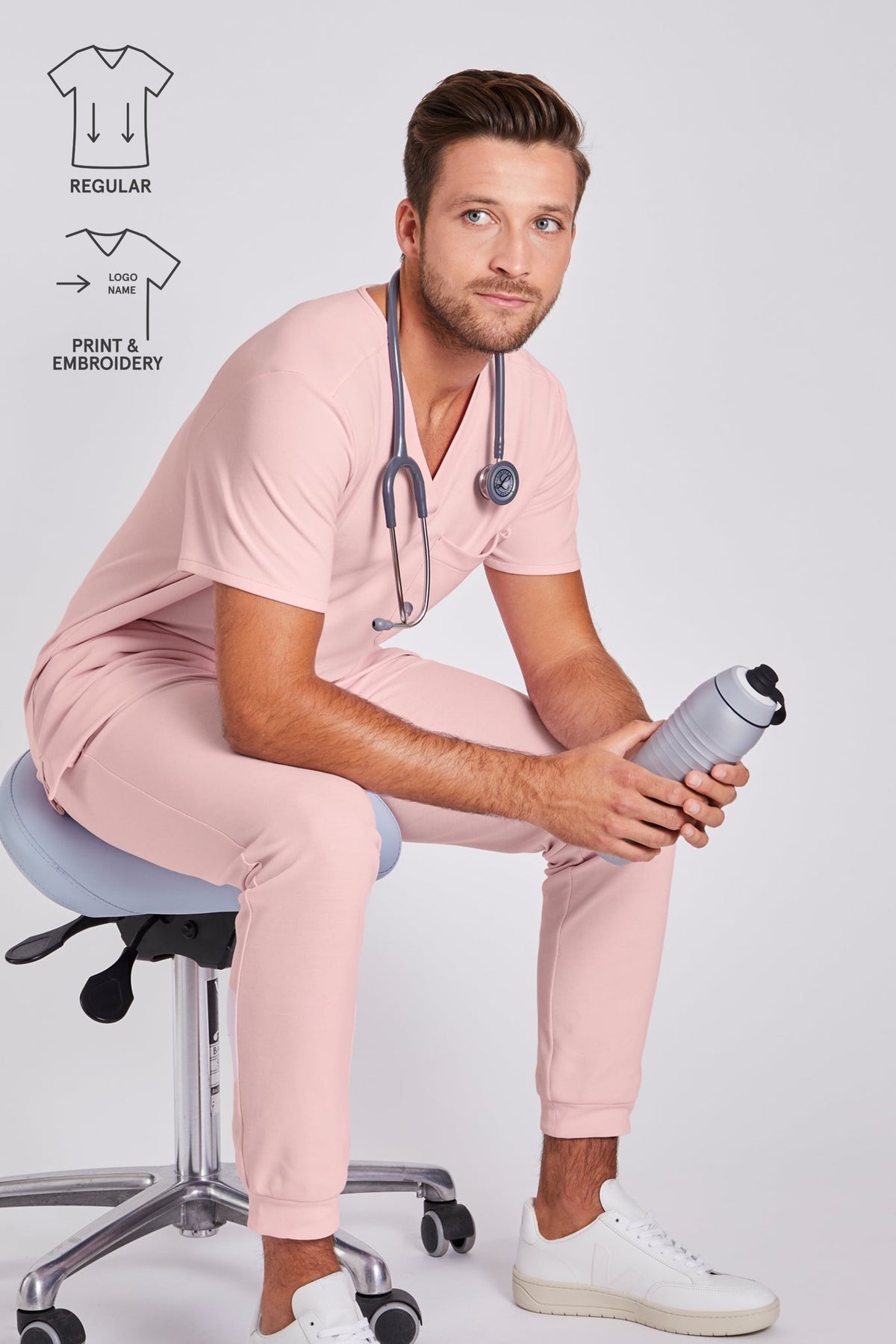 Regular Fit Scrub Top "Yves" – Pink