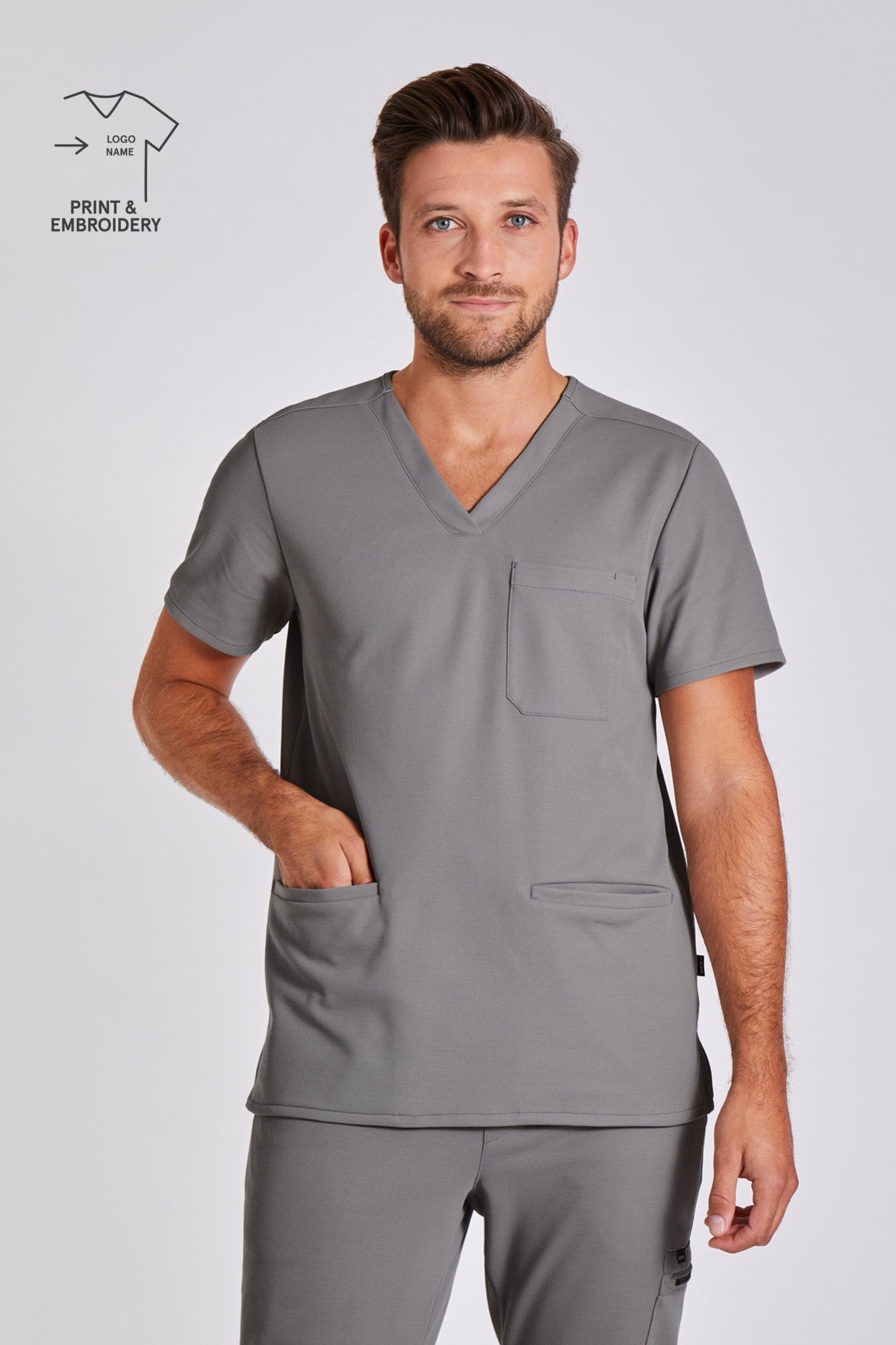 Comfort Scrub Top "Yves" – Grey