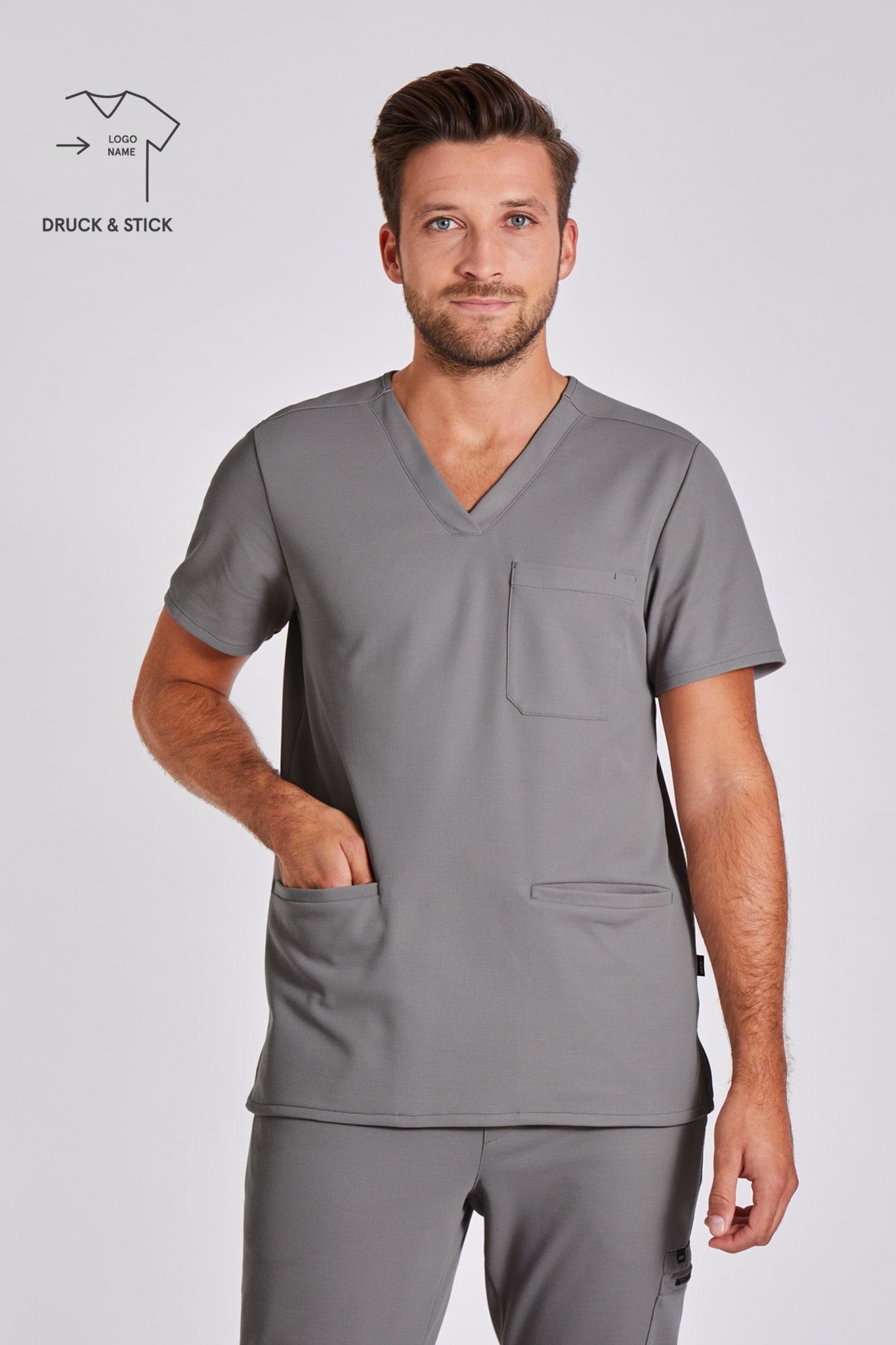 Comfort Scrub Top "Yves" – Grey