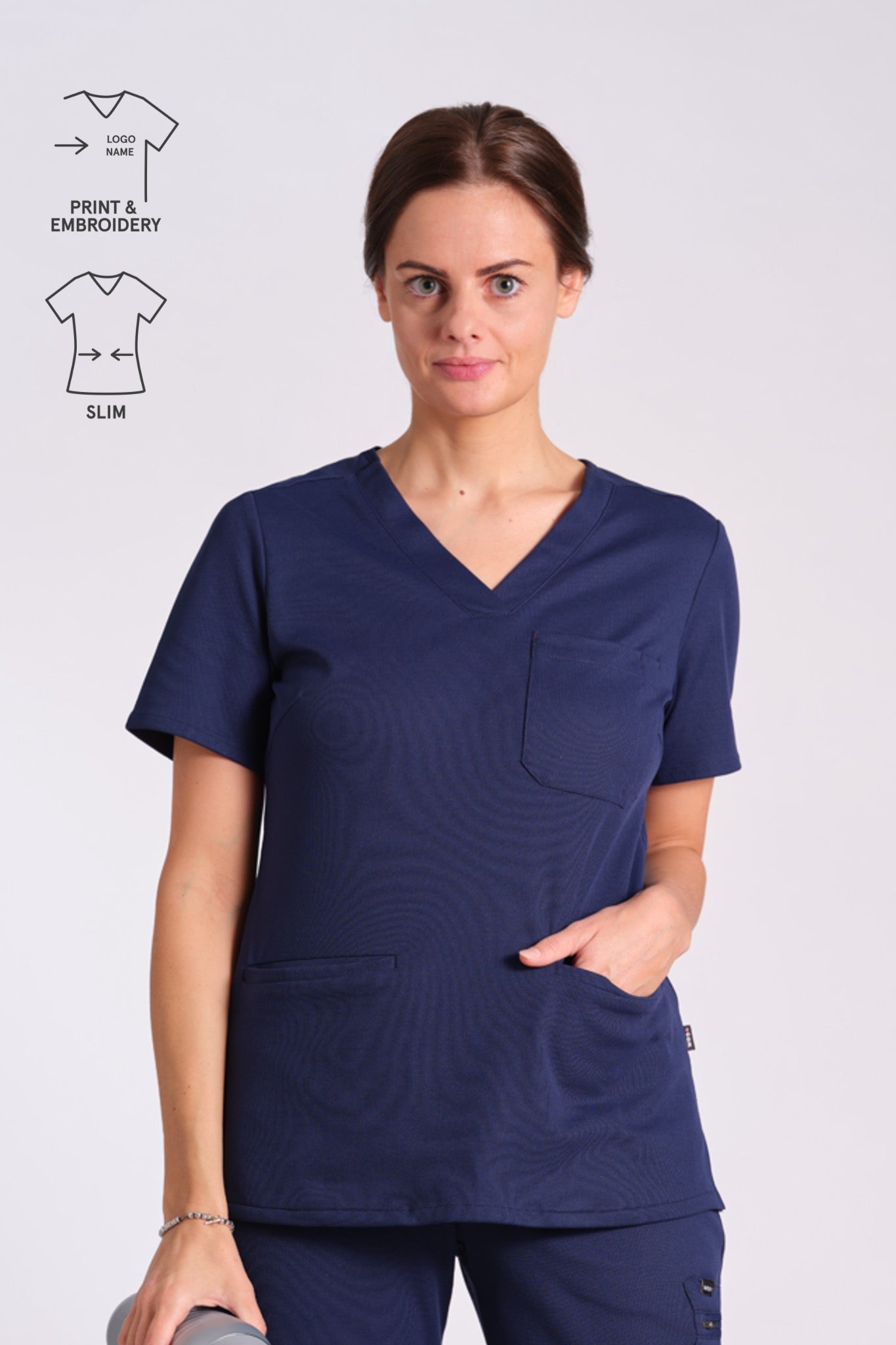 Comfort Scrub Top "Kamala" – Blue (Slim Fit)