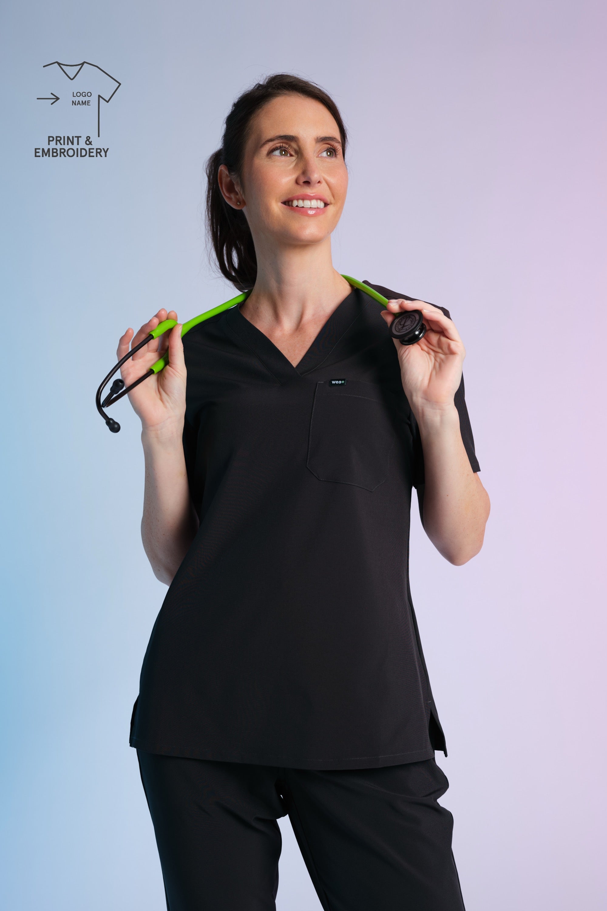Active Scrub Top "Serena" – Black