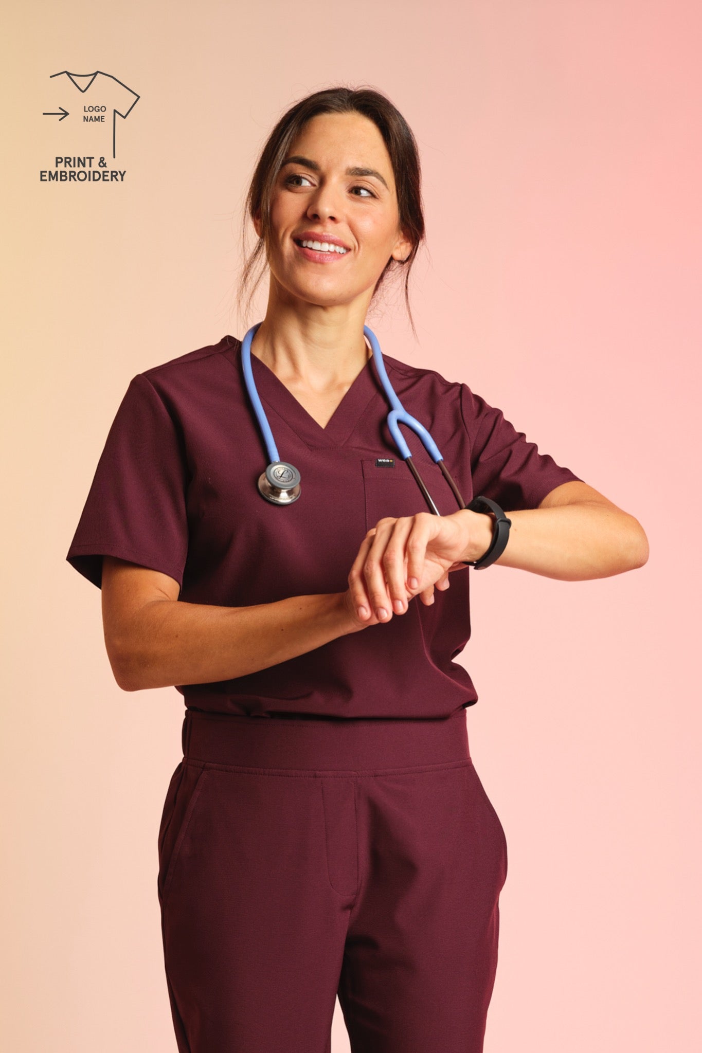 Active Scrub Top "Serena" – Bordeaux