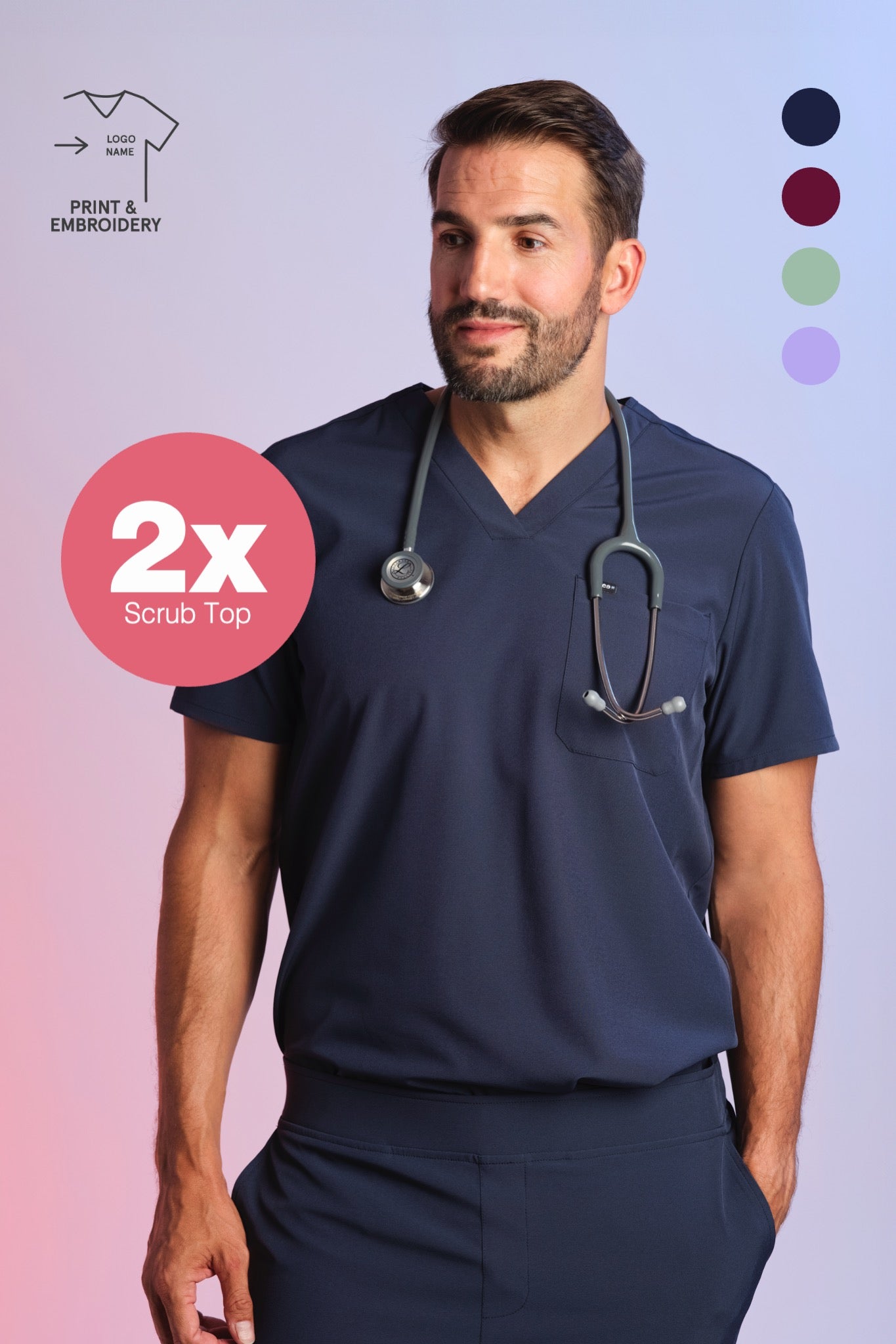 Set 2x Active Scrub Tops "Pete"