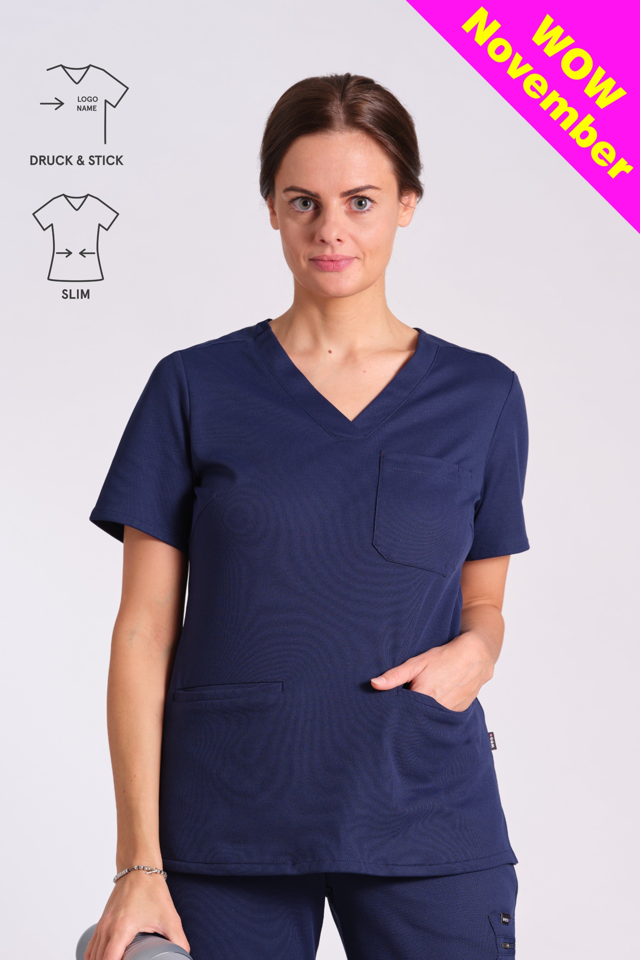 Comfort Scrub Top "Kamala" – Blue (Slim Fit)