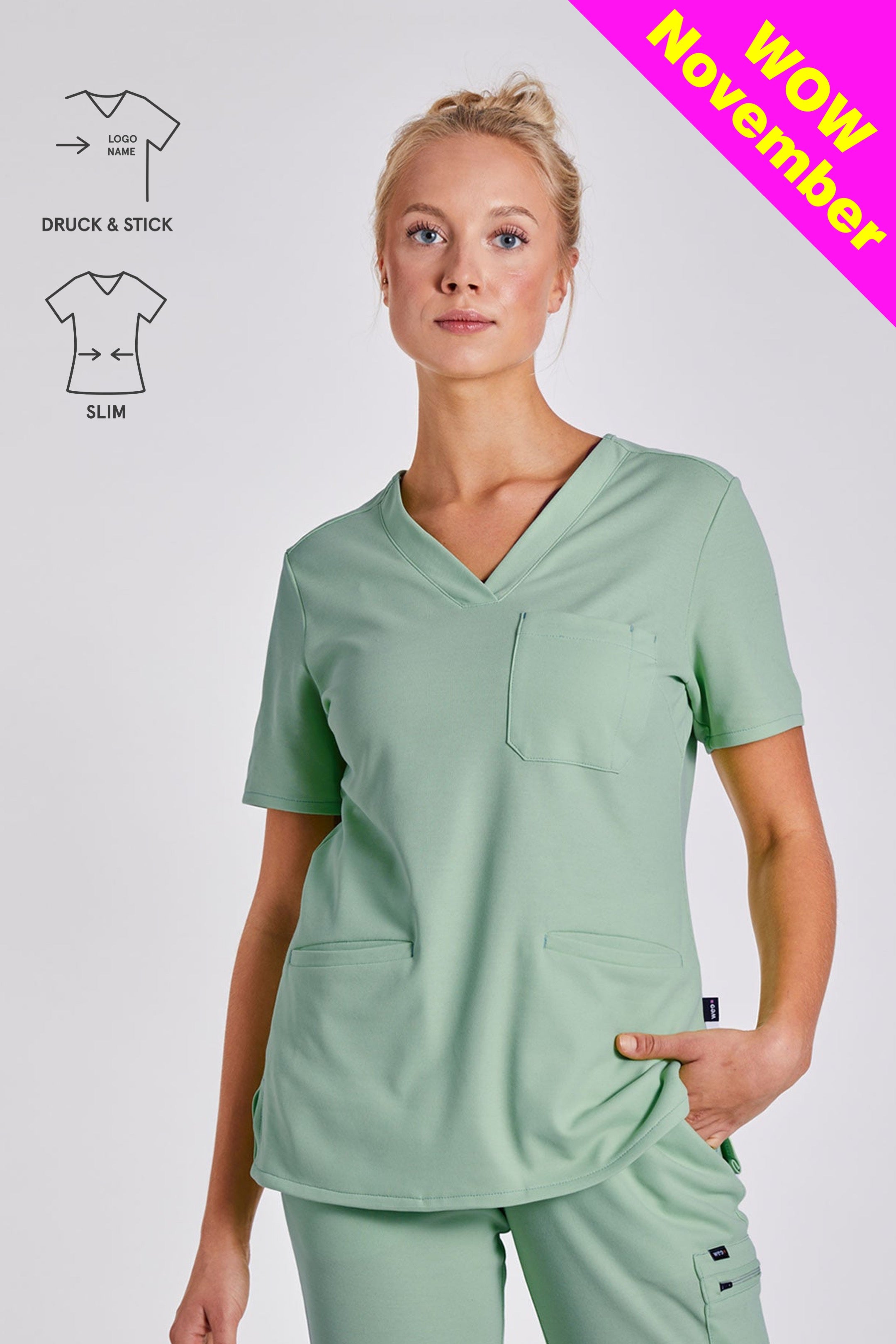 Comfort Scrub Top "Kamala" – Green (Slim Fit)