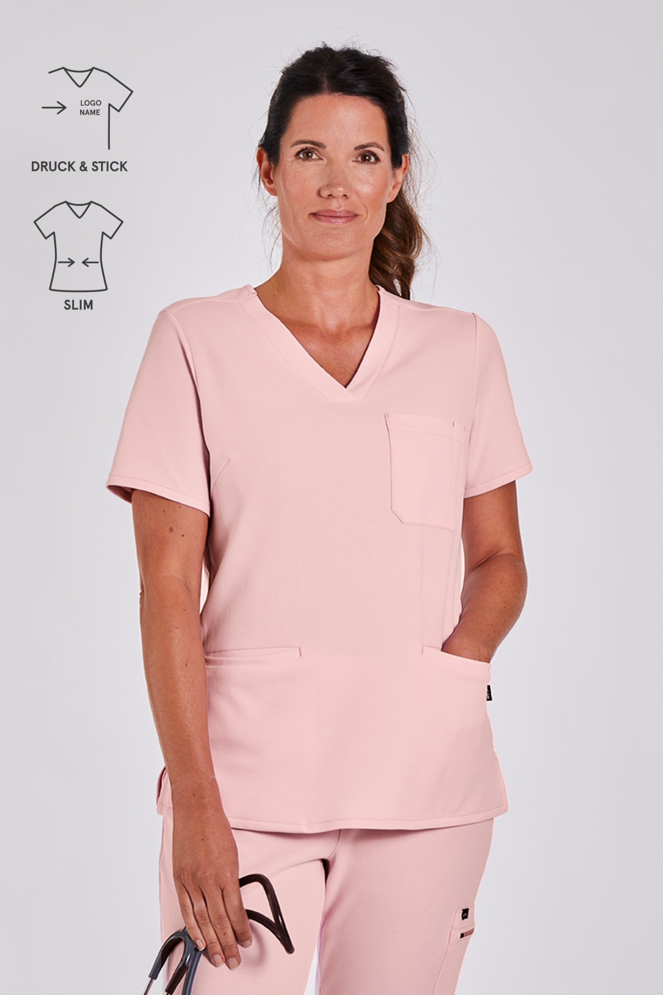 Comfort Scrub Top "Kamala" – Pink (Slim Fit)