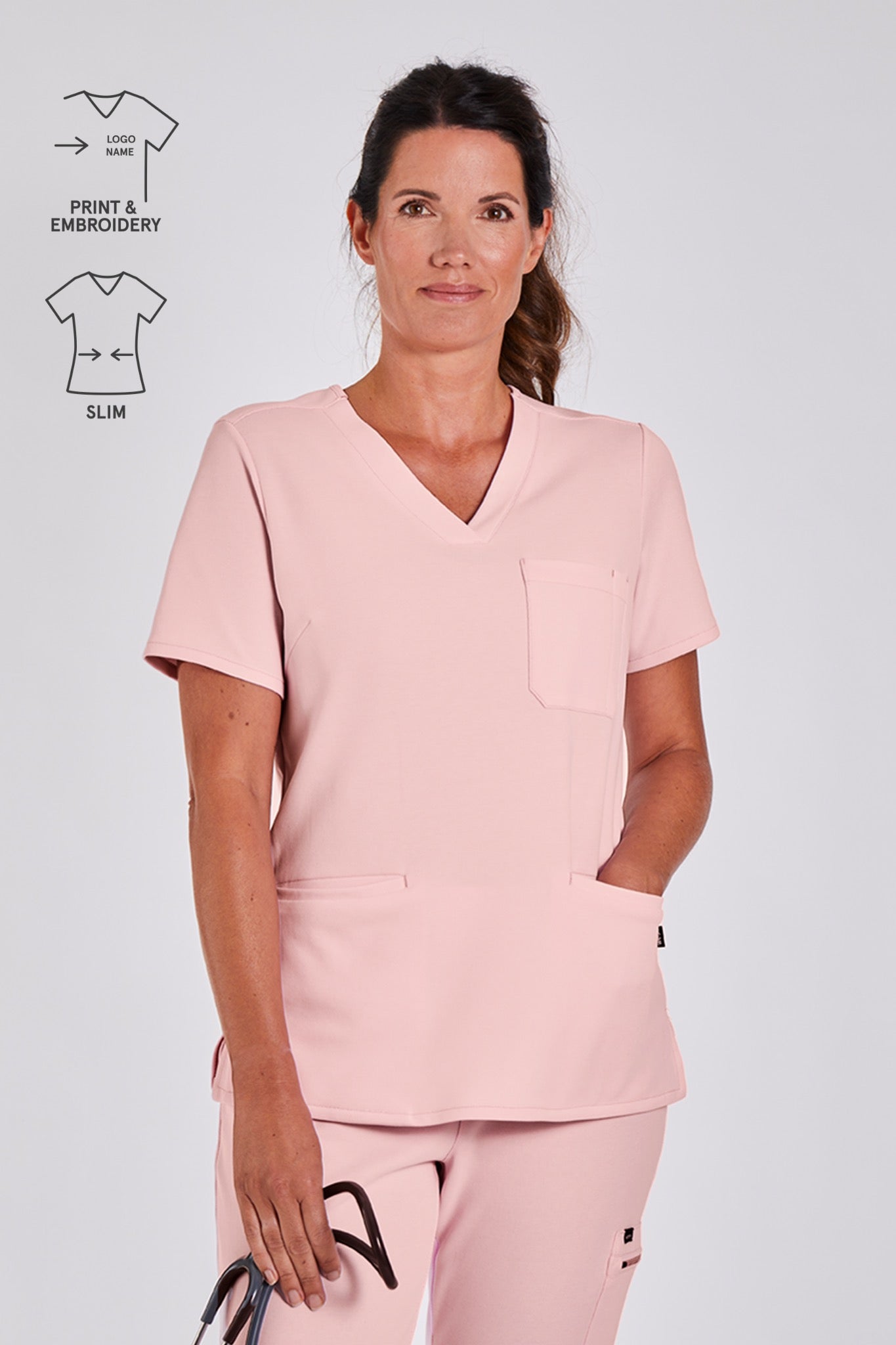 Comfort Scrub Top "Kamala" – Pink (Slim Fit)