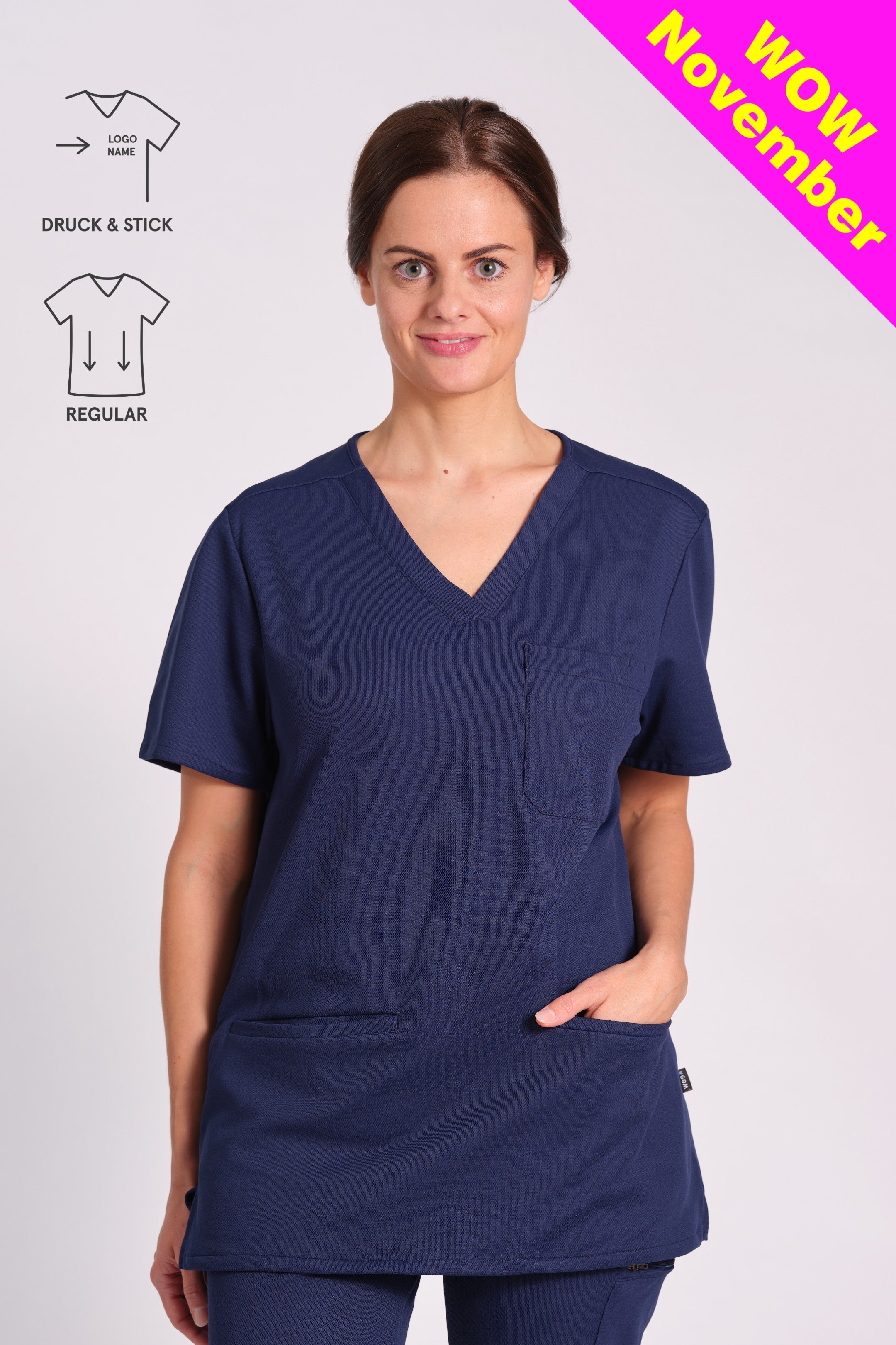 Comfort Scrub Top "Indira" – Blue (Regular Fit)