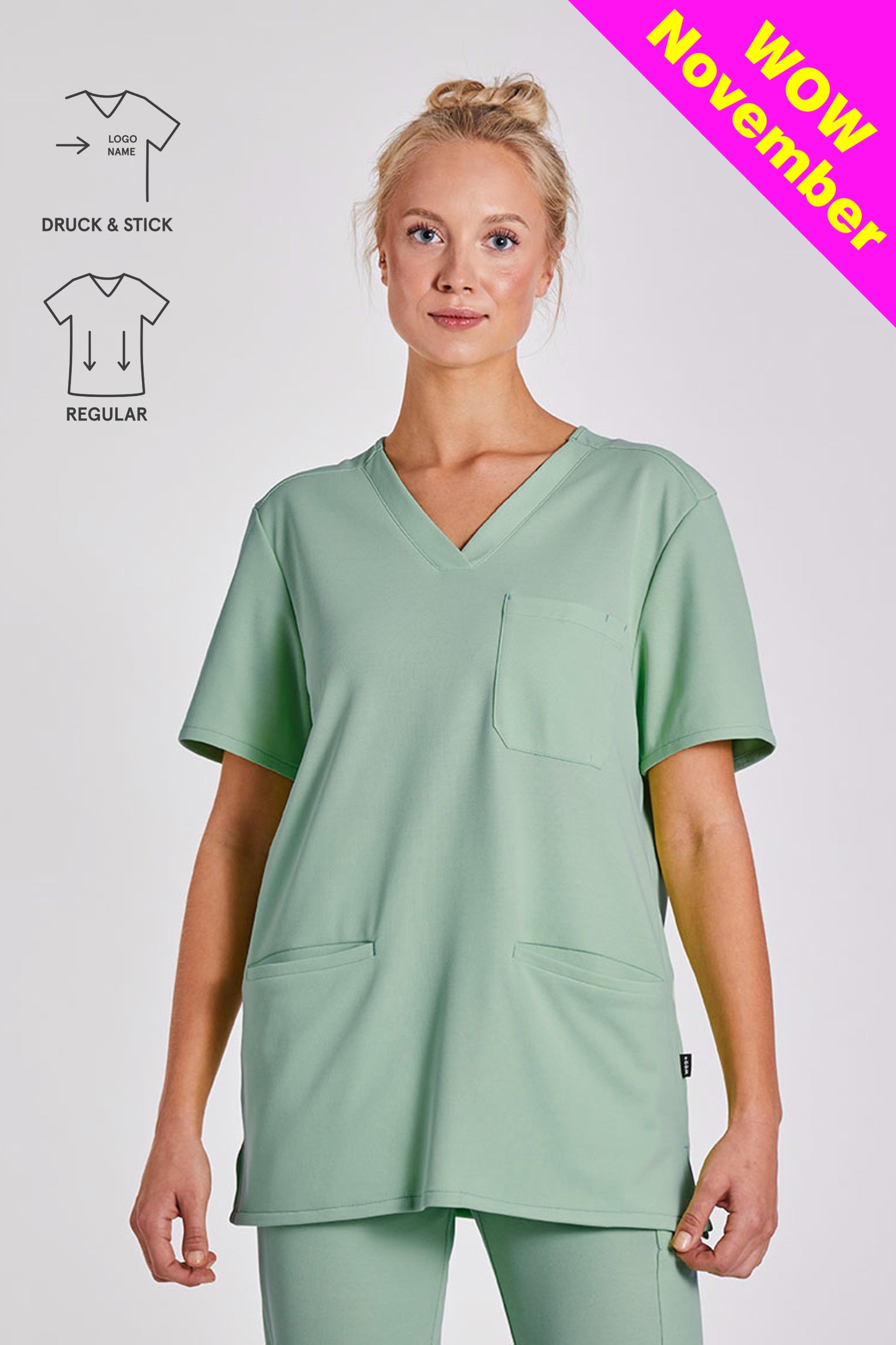 Comfort Scrub Top "Indira" – Green (Regular Fit)