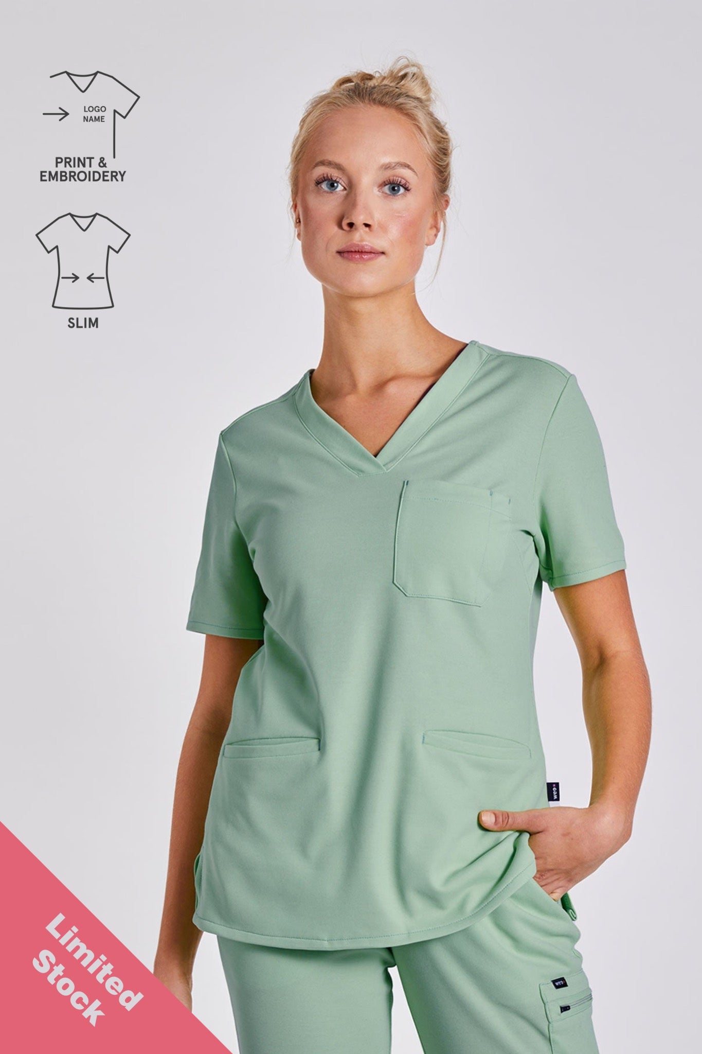 Comfort Scrub Top "Kamala" – Green (Slim Fit)