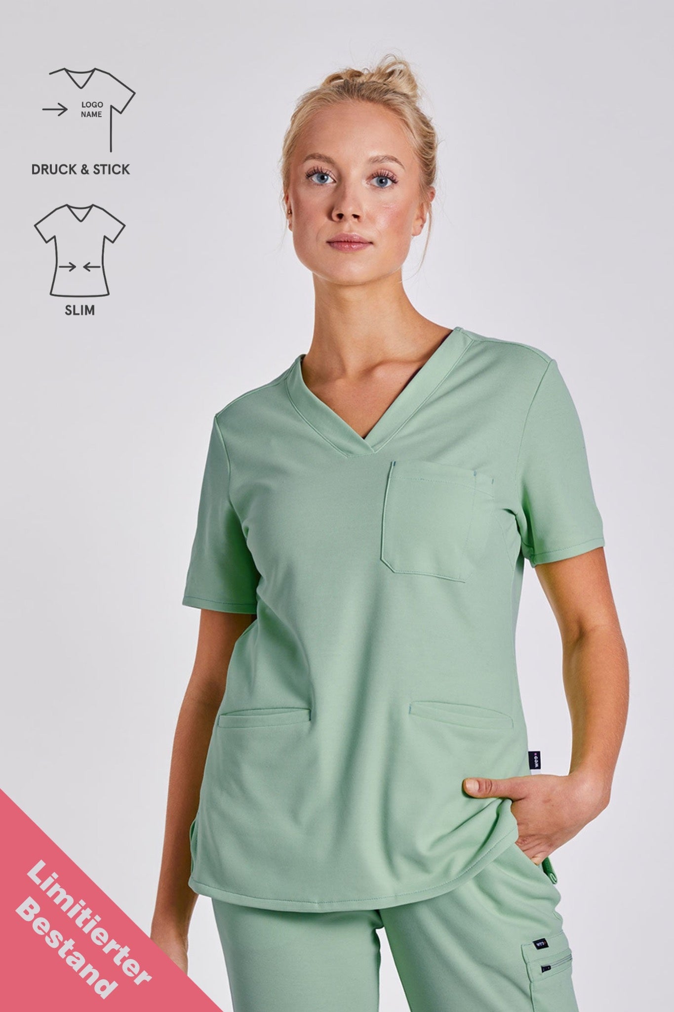 Comfort Scrub Top "Kamala" – Green (Slim Fit)