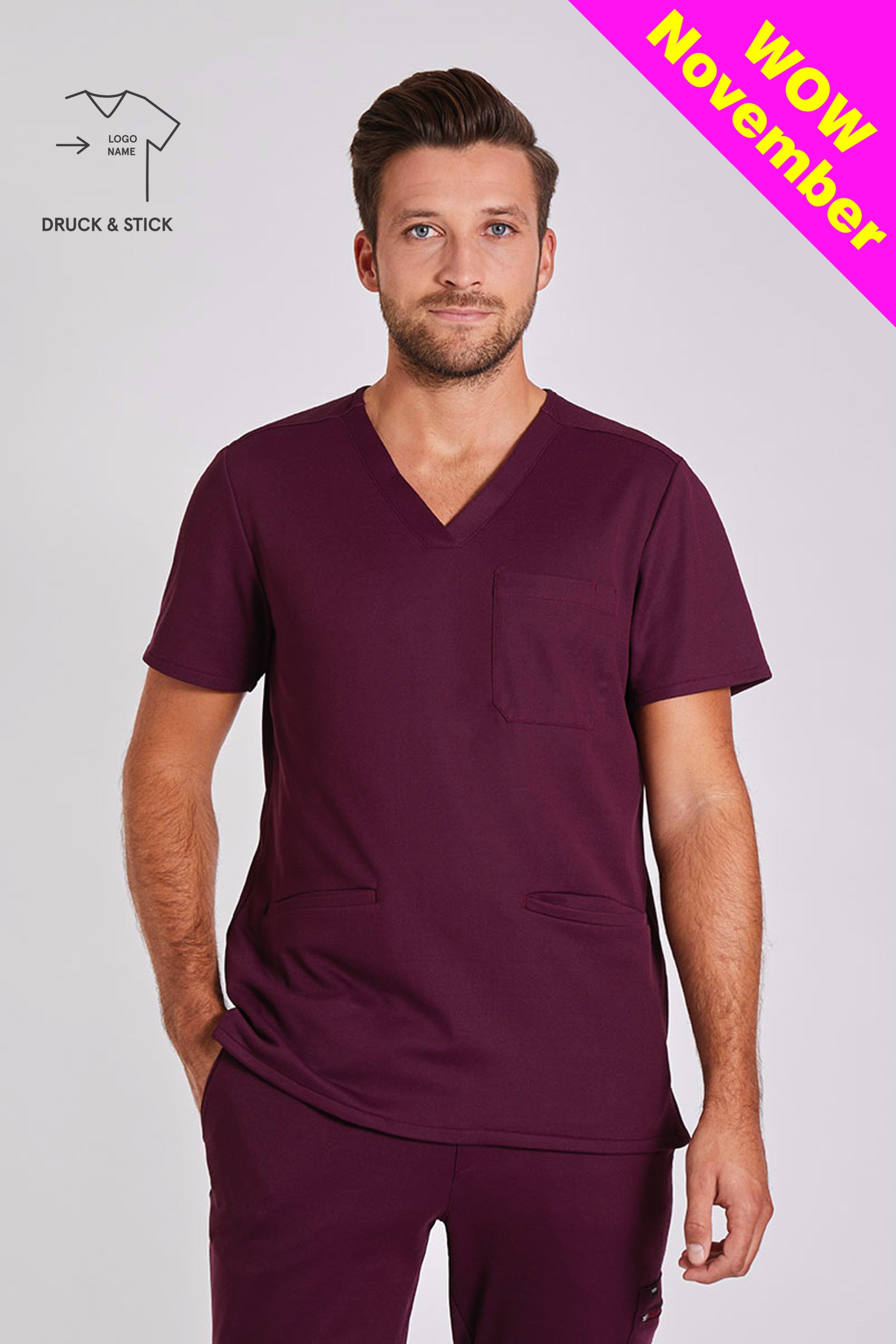 Comfort Scrub Top "Yves" – Bordeaux