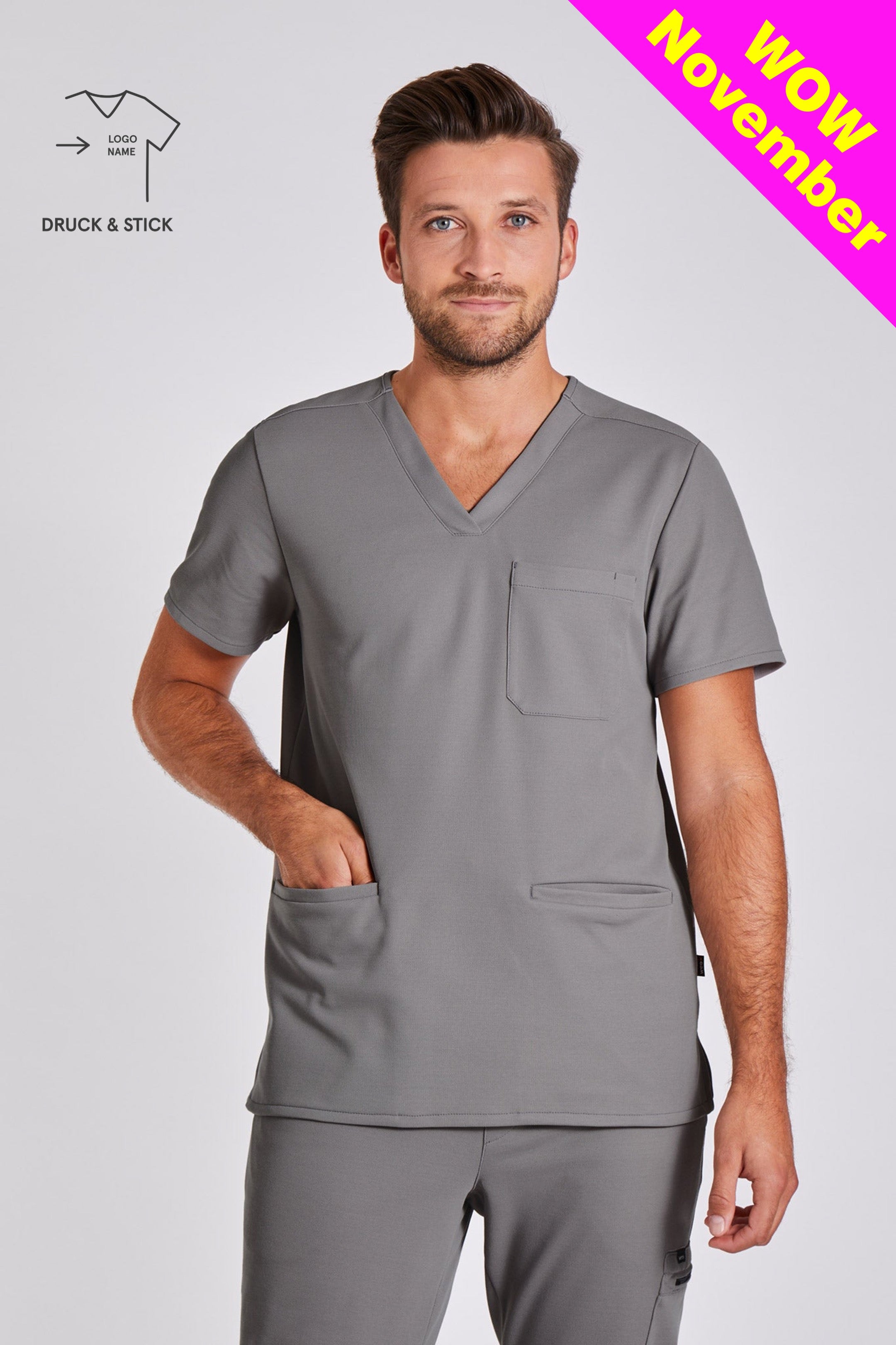 Comfort Scrub Top "Yves" – Grey