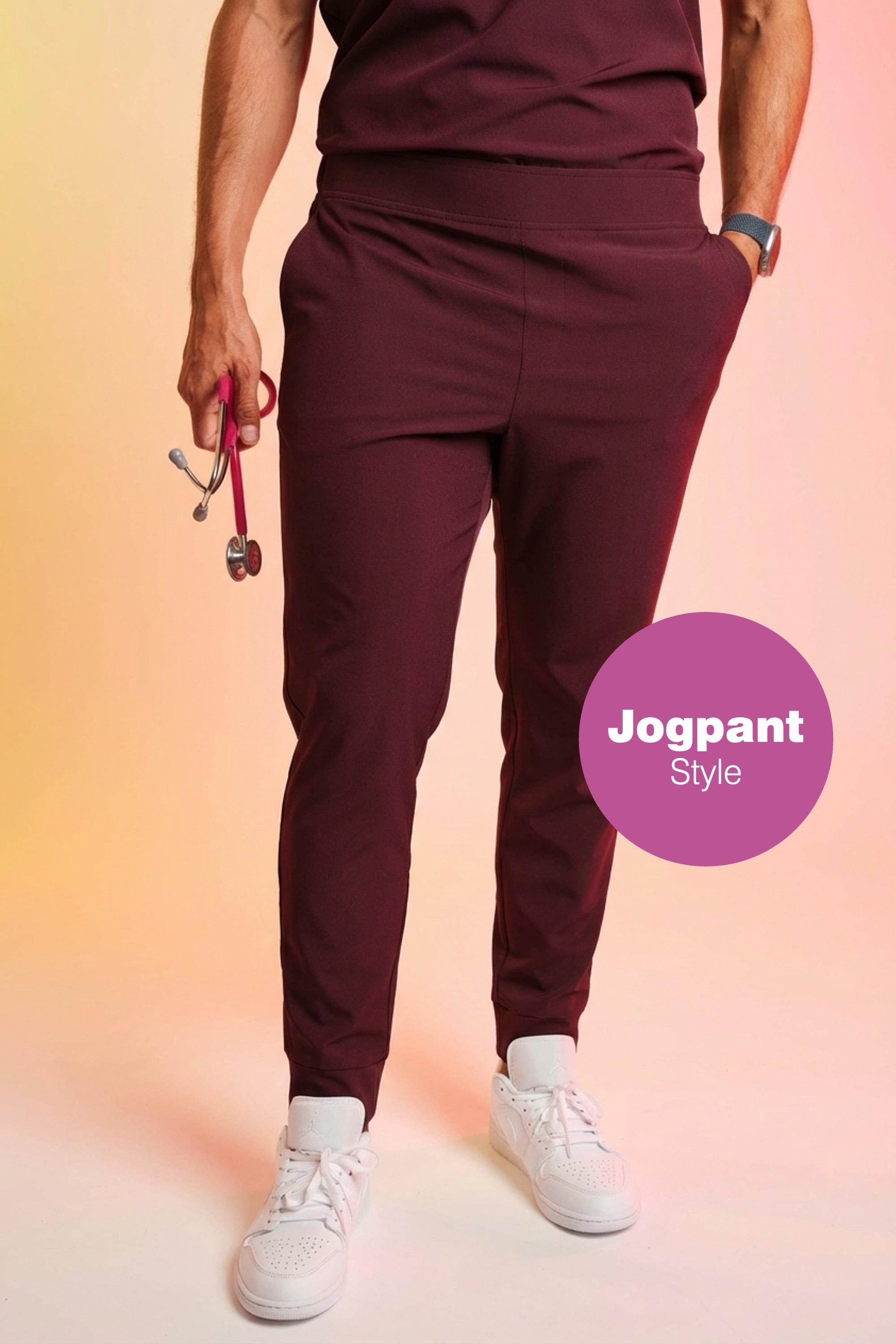 Active Scrub Pants "Louis" – Bordeaux