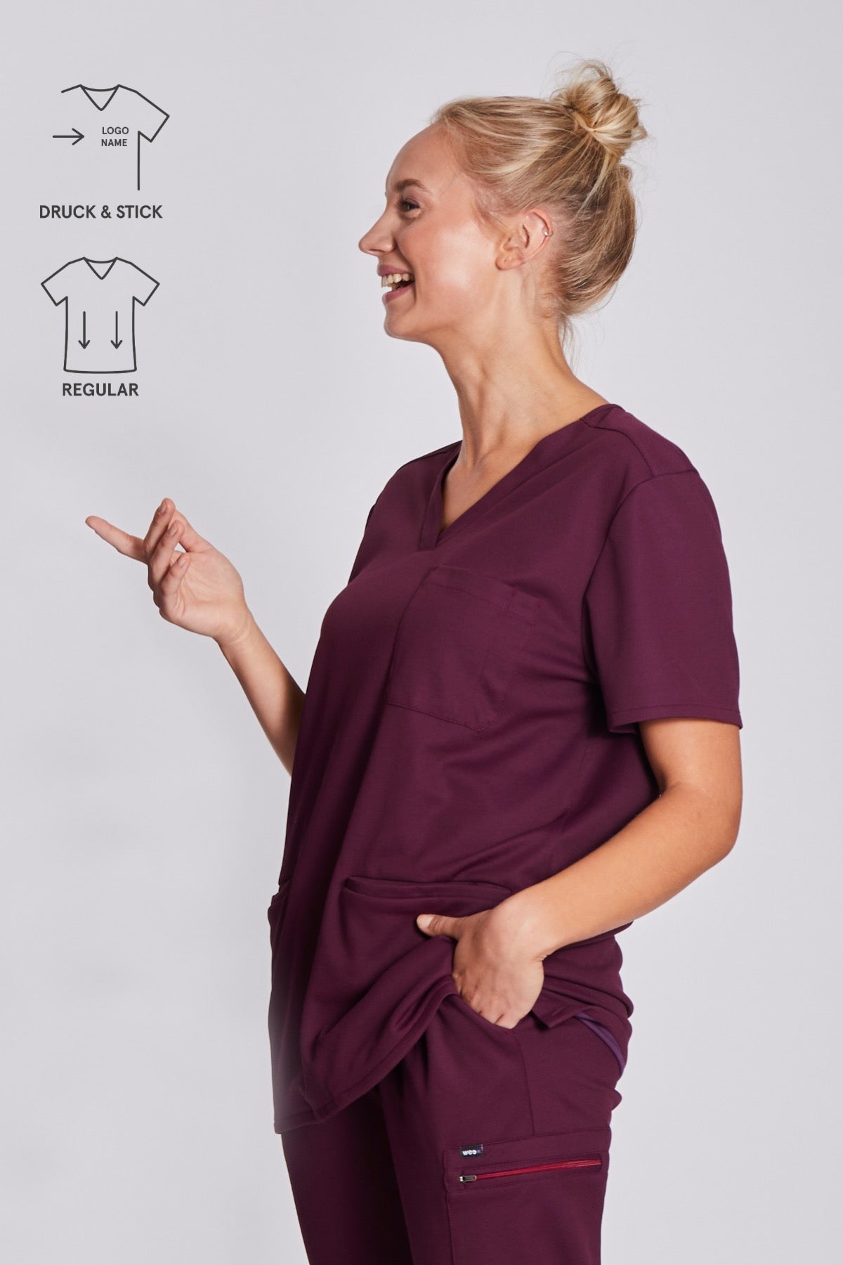 Comfort Kasack "Indira" – Bordeaux (Regular Fit)