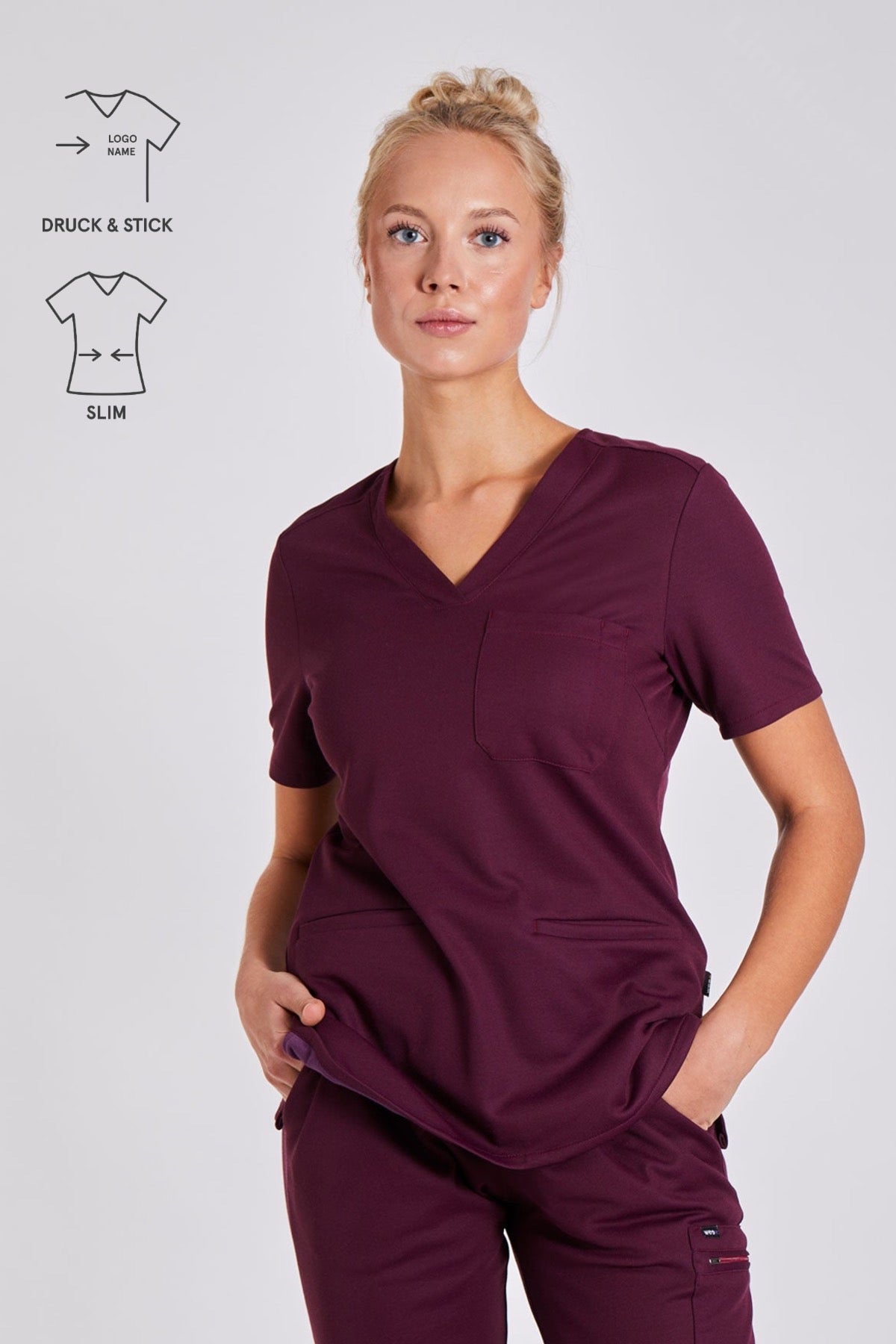 Comfort Kasack "Kamala" – Bordeaux (Slim Fit)