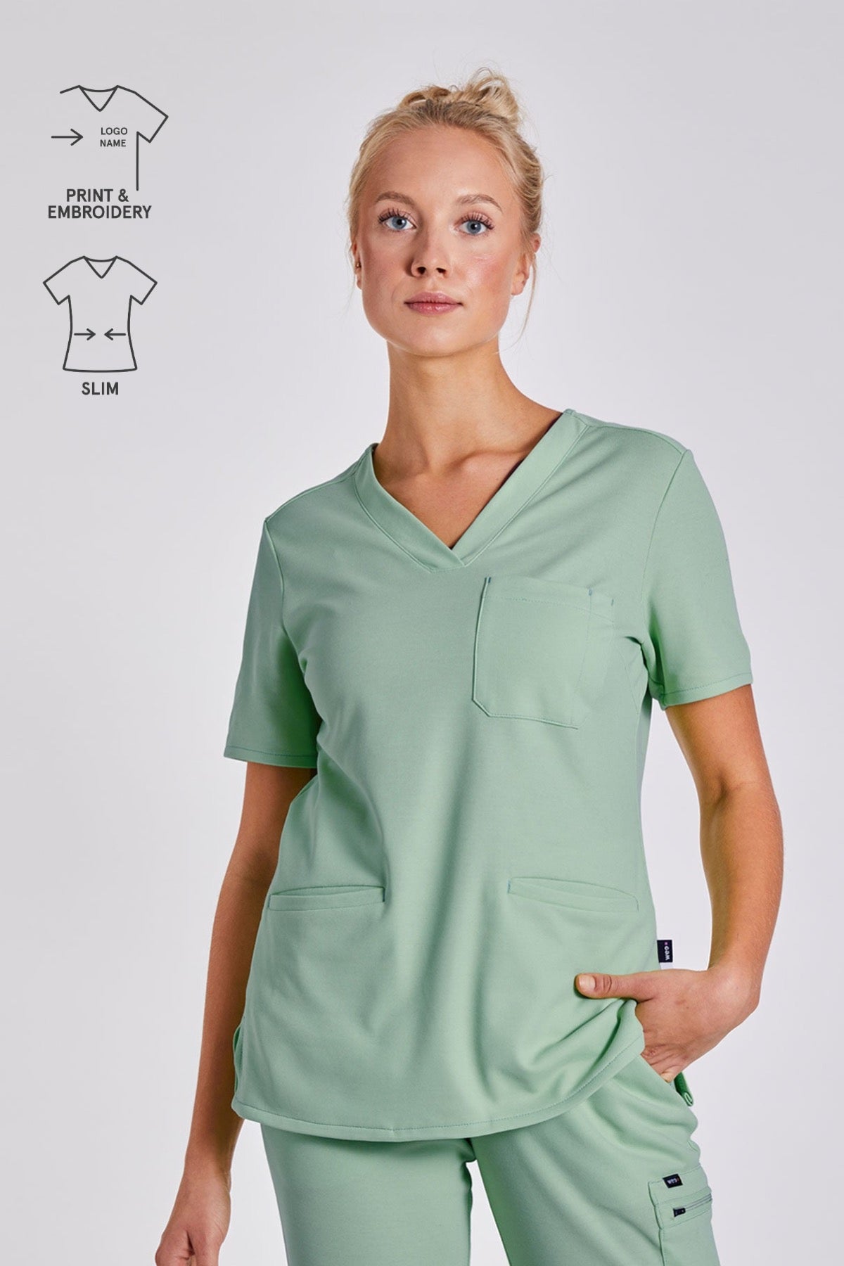 Comfort Scrub Top "Kamala" – Green (Slim Fit)