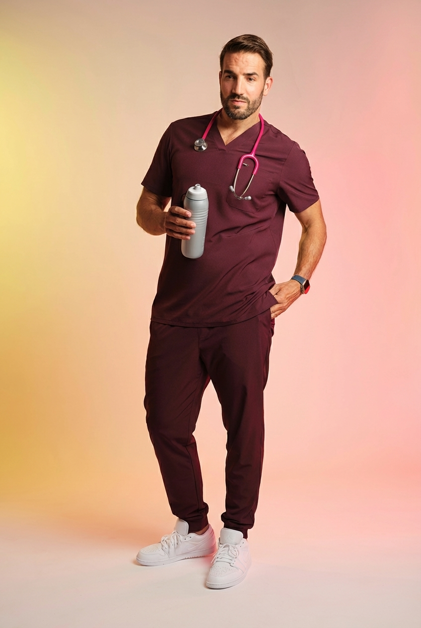 Active Scrub Top "Pete" – Bordeaux